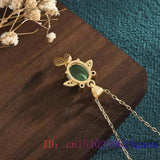Green Jade Goldfish Pendant Necklace 925 Silver Charm Chalcedony