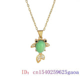 Green Jade Goldfish Pendant Necklace 925 Silver Charm Chalcedony
