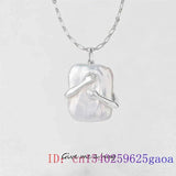 Baroque Pearl Pendant Necklace 925 Silver Gemstone Women Zircon