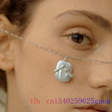 Baroque Pearl Pendant Necklace 925 Silver Gemstone Women Zircon