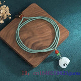 Jade Elephant Pendant Necklace 925 Silver
