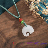 Jade Elephant Pendant Necklace 925 Silver