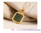 Green Jade Pendant Charm Necklace Chalcedony Gemstone 925 Silver