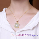 Green Jade Pendant Charm Necklace Chalcedony Gemstone 925 Silver