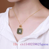 Green Jade Pendant Charm Necklace Chalcedony Gemstone 925 Silver