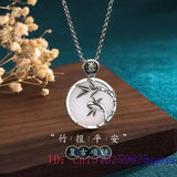 Jade Bamboo Pendant 925 Silver Necklaces Chalcedony Charms Men Necklace