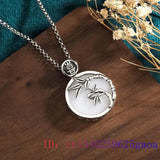 Jade Bamboo Pendant 925 Silver Necklaces Chalcedony Charms Men Necklace