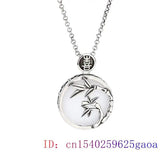 Jade Bamboo Pendant 925 Silver Necklaces Chalcedony Charms Men Necklace