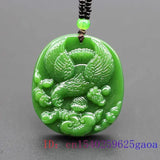 Green Jade Eagle Pendant Carved Chinese Charm Jadeite Necklace Men