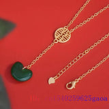 Green Jade Heart Necklace Pendant Zircon Pendants Vintage Natural Jewelry Charms