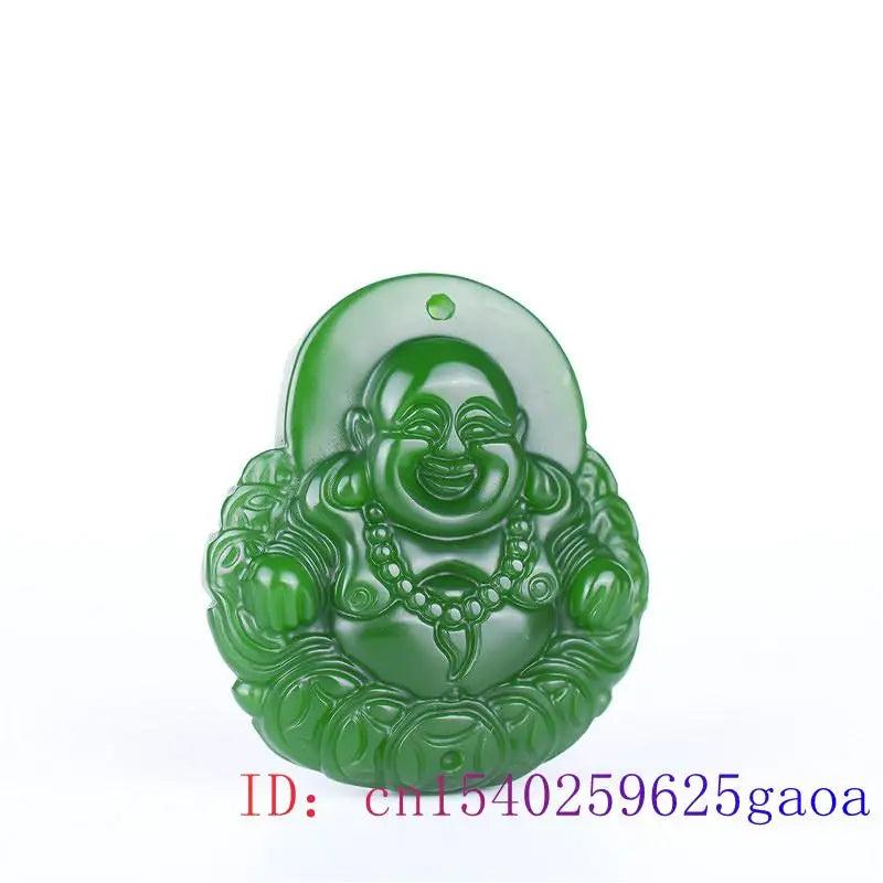 Green Jade Maitreya Pendant Amulet Necklace