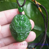 Natural Jade Dragon Pendant Necklace Green Chinese Charm Jewelry Amulet