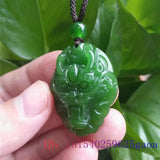 Natural Jade Dragon Pendant Necklace Green Chinese Charm Jewelry Amulet