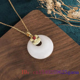 Jade Donut Pendant Necklace Chalcedony Choker 925 Silver
