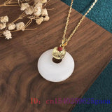 Jade Donut Pendant Necklace Chalcedony Choker 925 Silver