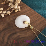 Jade Donut Pendant Necklace Chalcedony Choker 925 Silver