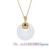 Jade Donut Pendant Necklace Chalcedony Choker 925 Silver