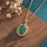 Green Jade Pendant Talisman 925 Silver Vintage Men Gift Chalcedony Man Natural