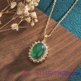 Green Jade Pendant Talisman 925 Silver Vintage Men Gift Chalcedony Man Natural