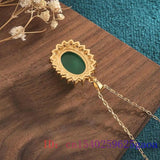 Green Jade Pendant Talisman 925 Silver Vintage Men Gift Chalcedony Man Natural
