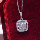 Square Diamond Pendant Necklace for Women Wedding Party Jewelry