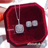 Square Diamond Pendant Necklace for Women Wedding Party Jewelry