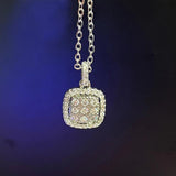 Square Diamond Pendant Necklace for Women Wedding Party Jewelry