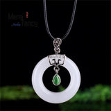 Natural Hetian Jade Safety Buckle S925 Silver Pendant