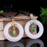 Natural Hetian Jade Safety Buckle S925 Silver Pendant
