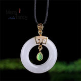 Natural Hetian Jade Safety Buckle S925 Silver Pendant