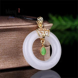 Natural Hetian Jade Safety Buckle S925 Silver Pendant