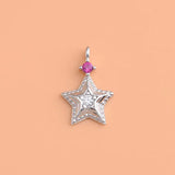TrustDavis 925 Sterling Silver Star CZ Charm Pendant DIY Jewelry