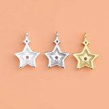 TrustDavis 925 Sterling Silver Star CZ Charm Pendant DIY Jewelry