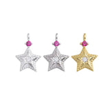 TrustDavis 925 Sterling Silver Star CZ Charm Pendant DIY Jewelry