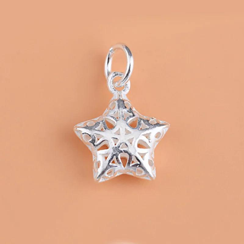 TrustDavis 925 Silver Star Charm Pendant DIY Jewelry HY135