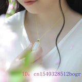 Bamboo Pendant Necklace Chalcedony Gemstone 925 Silver Jewelry