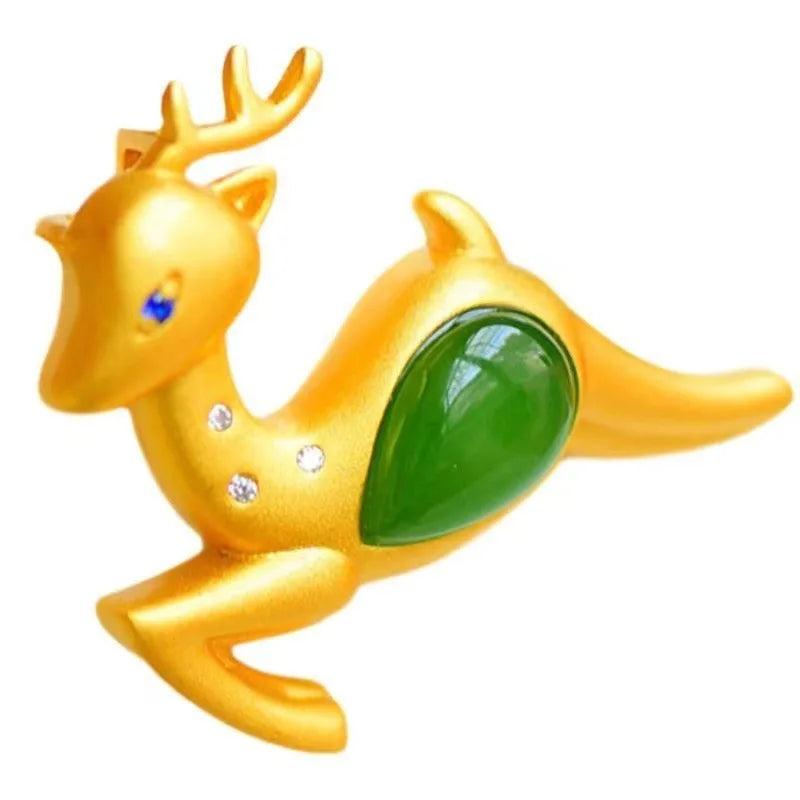 Jade Deer Pendant Natural Necklace Choker Amulet Men Charm Jewelry 925 Silver