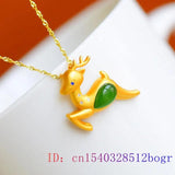 Jade Deer Pendant Natural Necklace Choker Amulet Men Charm Jewelry 925 Silver