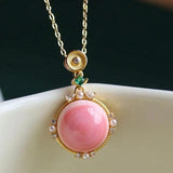 Pink Jade Pendant Choker 925 Silver Necklace Chinese Amulet Jewelry
