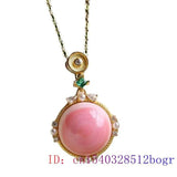 Pink Jade Pendant Choker 925 Silver Necklace Chinese Amulet Jewelry