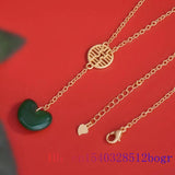 Green Jade Heart Necklace Pendant 925 Silver Natural Carved