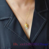 Jade Cattle Pendant Chalcedony Zircon Necklace Women