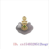 Jade Ruyi Pendant Zircon Silver Women Jewelry Chalcedony Agate Necklace