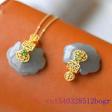 Jade Ruyi Pendant Zircon Silver Women Jewelry Chalcedony Agate Necklace