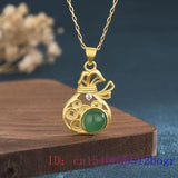 Chinese Zircon Amulet 925 Silver Necklace Gemstone Natural Women Charm