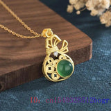Chinese Zircon Amulet 925 Silver Necklace Gemstone Natural Women Charm
