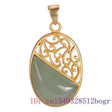Green Jade Flower Pendant Chalcedony Jewelry Agate Zircon 925 Silver