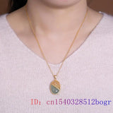 Green Jade Flower Pendant Chalcedony Jewelry Agate Zircon 925 Silver
