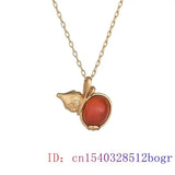 Red Jade Gourd Pendant Natural Zircon 925 Silver Chalcedony Charm Jewelry
