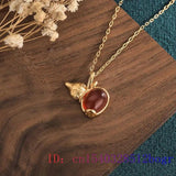 Red Jade Gourd Pendant Natural Zircon 925 Silver Chalcedony Charm Jewelry